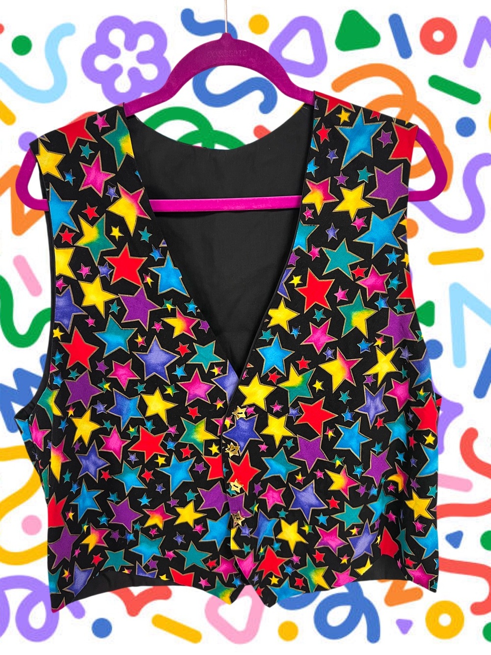 Funky rainbow stars vest